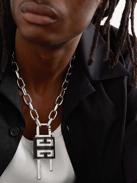 givenchy mens necklaces|Givenchy lock chain.